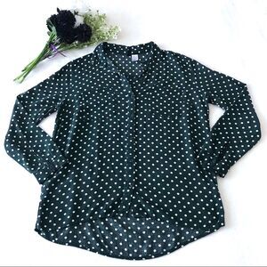 H&M Divided Button Down Top Size 6 Green White